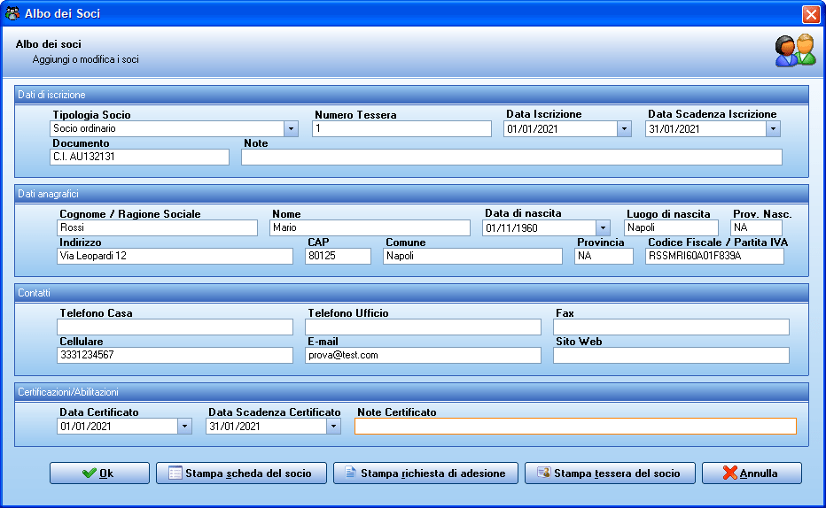 Schermata 2 del software gestione associazione AssoMeglio
